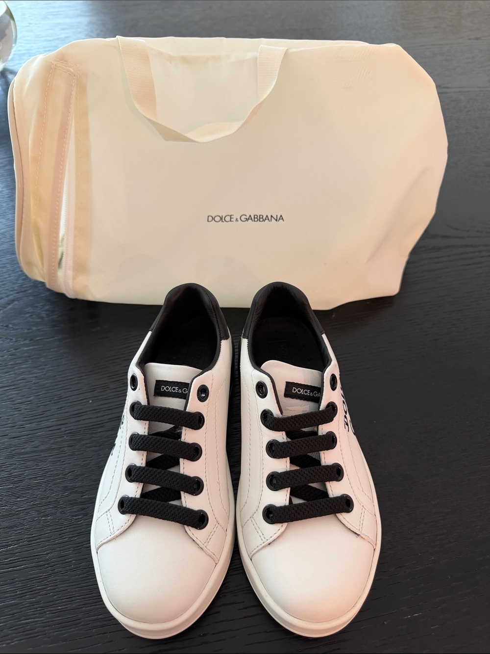 Dolce & Gabbana White Sneakers with Black Accents